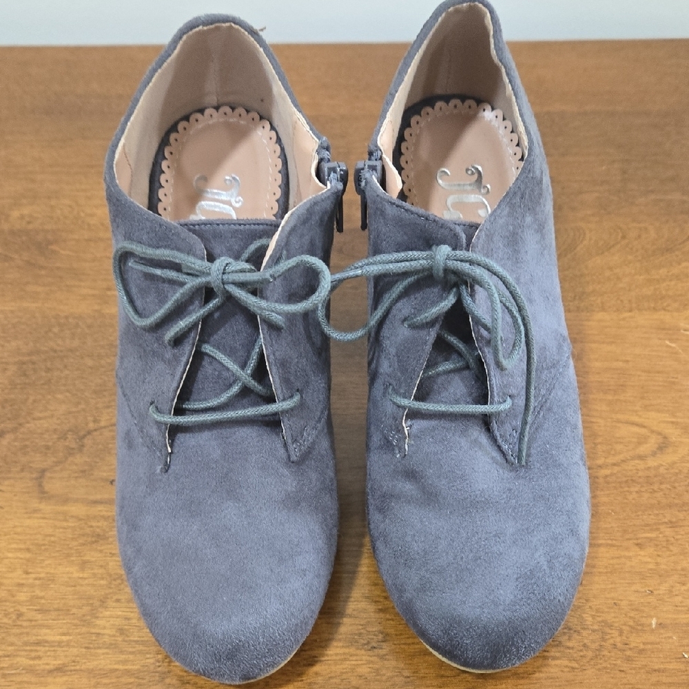 Journee Collection Gray Lace Up Boots Suede